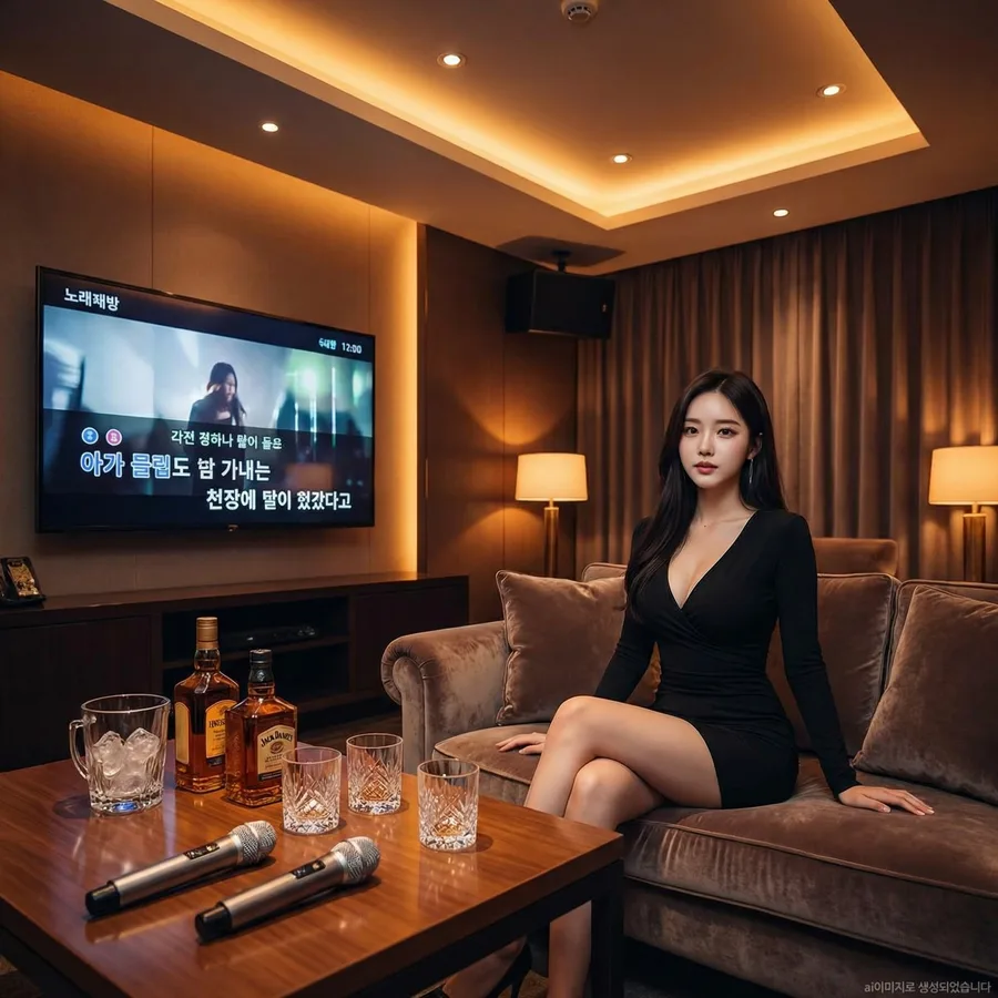 강남 도파민 럭셔리 소파룸 — 잭다니엘 위스키, 크리스탈 글라스, 프리미엄 목재 인테리어 가라오케